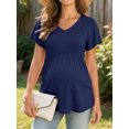 thumbnail image 2 of Weardear 3 Packs Womens Maternity Shirts Flying Short Sleeve V Neck T-Shirt Summer Empire Waist Pregnancy Tops, 2 of 6