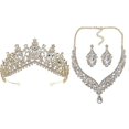 thumbnail image 3 of Elegant Bridal Jewelry Set with Crown Necklace and Drop Earrings, Rhinestone Accessories for Wedding, Prom or Evening Parties, Sturdy Durable Design, 3 of 5