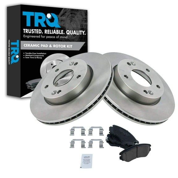 TRQ Front Brake Pad & Rotor Kit Brake Pads Brake Rotor Ceramic Fits Select 2010-2011 Kia Soul
