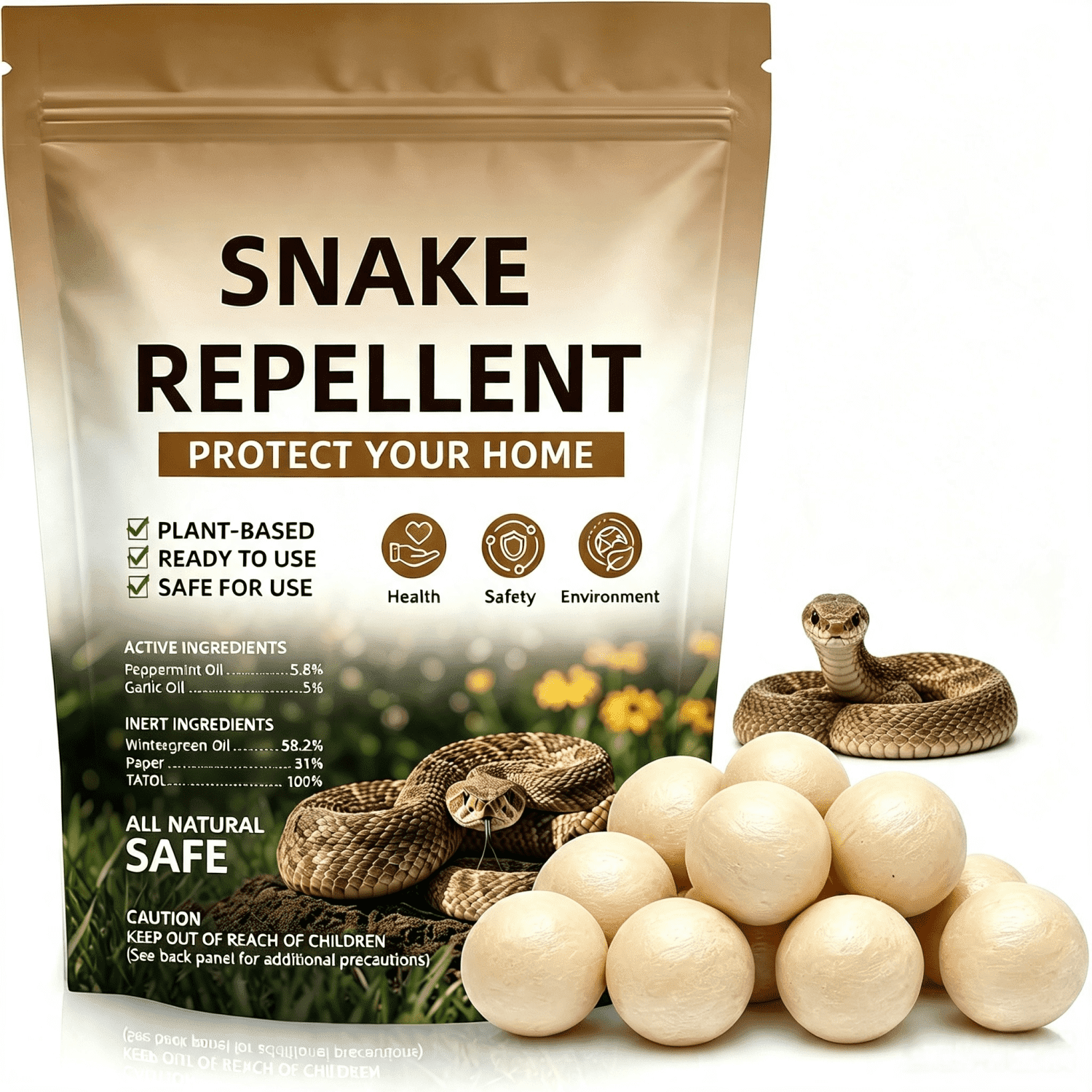 JahyShow 12 Pack Snake Repellent Balls, Natural Mint Outdoor & Indoor Snake Away Deterrent for Lawn, Garden, Garage, RV, Pet & Kid Safe