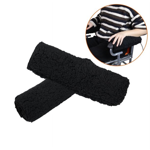 Funda para reposabrazos de silla de ruedas, cojín de piel de oveja con espuma viscoelástica para silla de oficina y silla de transporte, 2 uds.