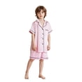 thumbnail image 2 of RUINIXCW Summer Family Matching Pajamas Sets Matching Pjs For Couples Silk Stain Family Pajamas for Women Men Button Down Short Sleeve Shirt and Lounge Shorts Sets 2 Pcs Loungewear Sleepwear, 2 of 9