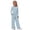 Light Blue, variant on UACY Girl's 2 Piece Matching Lounge Set Long Sleeve Side Ruching Top Wide Leg Drawstring Pants Set with Pockets