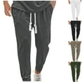 thumbnail image 7 of Men's Jogger Pants Knit Cotton Loose Fit Sports Leggings Oversized Drawstring Long Pants Black, 7 of 7