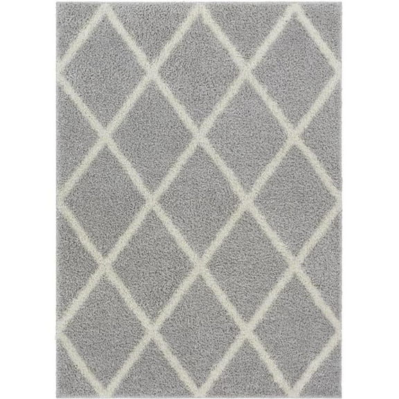 Madison Shag Cole Light Grey Modern Tribal Trellis Area Rug - 7 ft. 10 in. x 9 ft. 10 in.