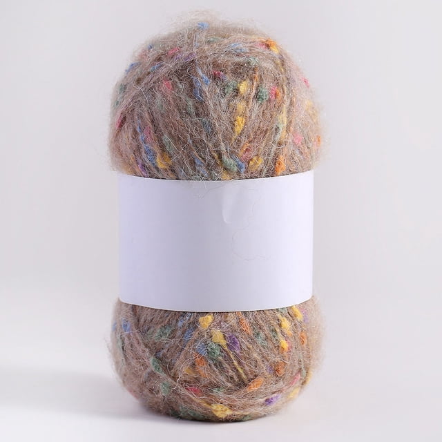 Gorro de lana polar de mohair con puntos de colores, hilo tejido a mano, bufanda, sombrero, bolso, material para muñecas listo para usar, hilo