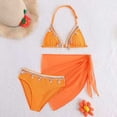 thumbnail image 6 of Rotm Bikini Teens Girls Swimsuits 3 Piece Cutout Bikini for Teens Adjustable Straps Quick Dry Bathing Suit with Cover Ups Orange,7-8 Years, 6 of 7