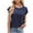 Navy, variant on Jewelreauty Women Round Neck Shirts Cap Sleeve Solid Color Loose Pullover Blouses Casual Tunic Tee with Pocket (S, White)