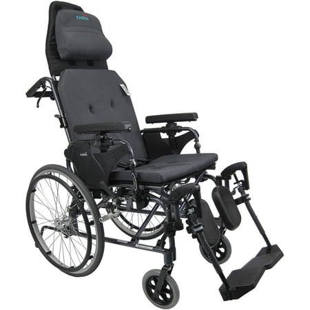 Karman Healthcare MVP502-18 Ergonomic V-Seat Reclining Wheelchair, Diamond Black, 22" Rear Wheels and 18" Seat Width