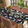 thumbnail image 3 of Happy Easter Table Cloths for 5 Foot Rectangle Tables, Spring Colorful Bunny Floral Rustic Black Patio Waterproof Elastic Fitted Tablecloths, Washable Rectangular Table Cover for Camping, 3 of 8