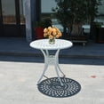 thumbnail image 2 of 30 inches Round Patio Table with Umbrella Hole, Cast Aluminum Bistro Table for Porch Backyard, White, 2 of 8