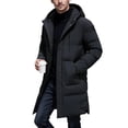 thumbnail image 2 of Ceisia Mens Mid Length Hooded Zipper Winter Puffer Coat Thick Warm Insulated Casual Outerwear For Men Black XXL Gift, 2 of 5