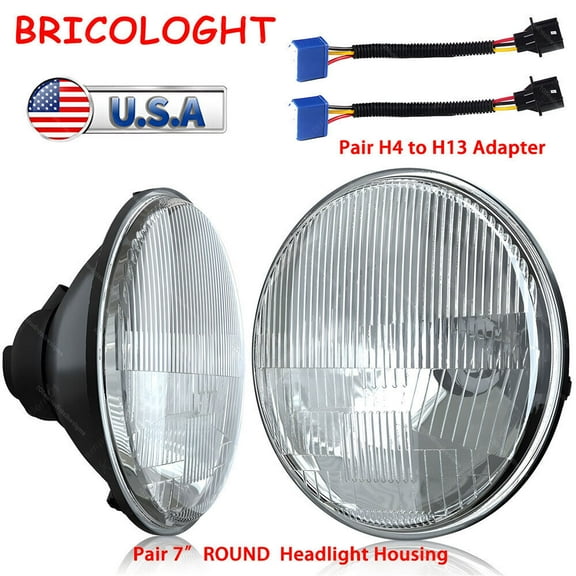For Jeep Wrangler JK LJ TJ CJ 7" inch Round Head Light Sealed Beam Glass Housing