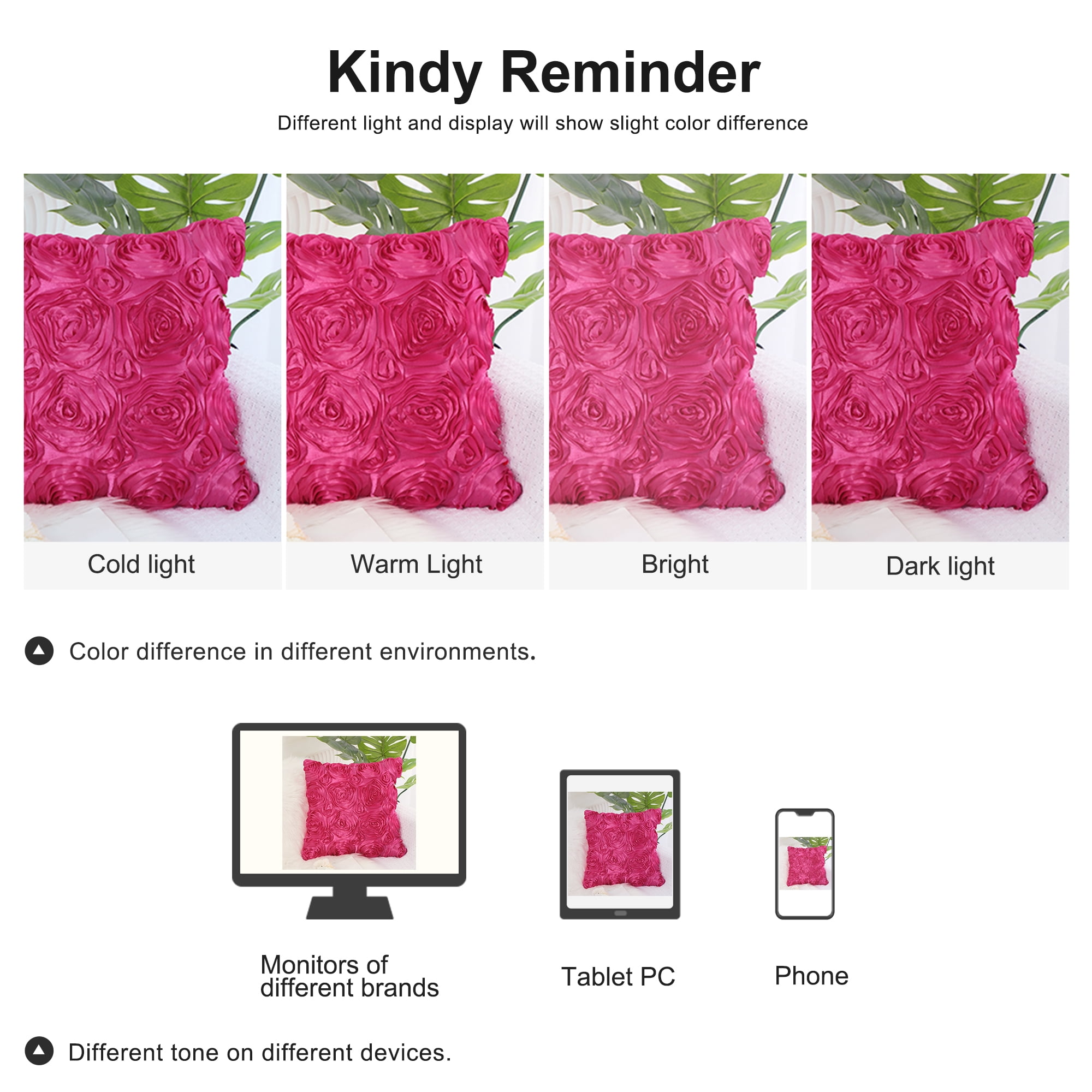 Unique Bargains 2-Pack 3D Flower Decorative Throw Pillow Covers 16" x 16" Fuchsia