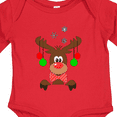 thumbnail image 4 of Inktastic Cute Christmas Reindeer with Red Nose, Ornaments and Bow Tie Boys or Girls Long Sleeve Baby Bodysuit, 4 of 5