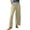 1259#Khaki, variant on Women's Breathable Cotton Linen Beach Pants High Waist Wide Leg Loose Fit Summer Trousers Navy 2XL