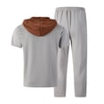thumbnail image 5 of Kakii Men's Two-piece Sportswear Short Sleeve Shirt and Jogging Pants Solid Color Tracksuit Casual Set, 5 of 5