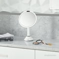 thumbnail image 4 of simplehuman 8" Round Sensor Makeup Mirror with Touch-Control Dual Light Settings, 5x Magnification, Rechargeable and Cordless, White Stainless Steel, 4 of 7