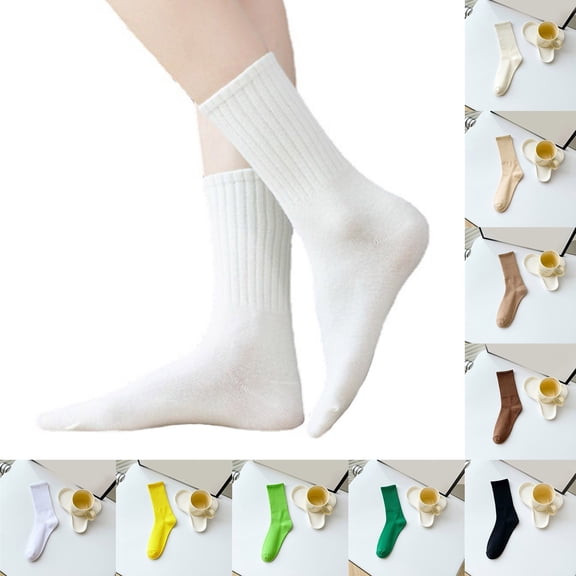 Womens Solid Color Athletic Socks Lightweight Colorful Cotton Pile Ankle Socks
