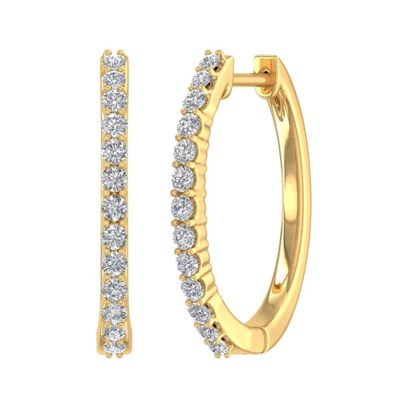 1/2 Carat Ladies Diamond Hoop Earrings in 14k Yellow Gold (I1-I2 Clarity)