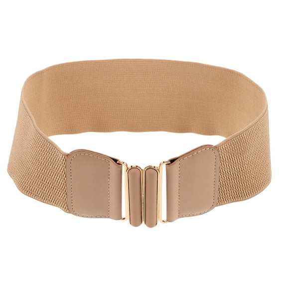 Elastic Waist Belt For Women With Double Oval Buckle Wide And Stretchy Belt For Fashionable Outfits Elastic Adjustable Belt For Women