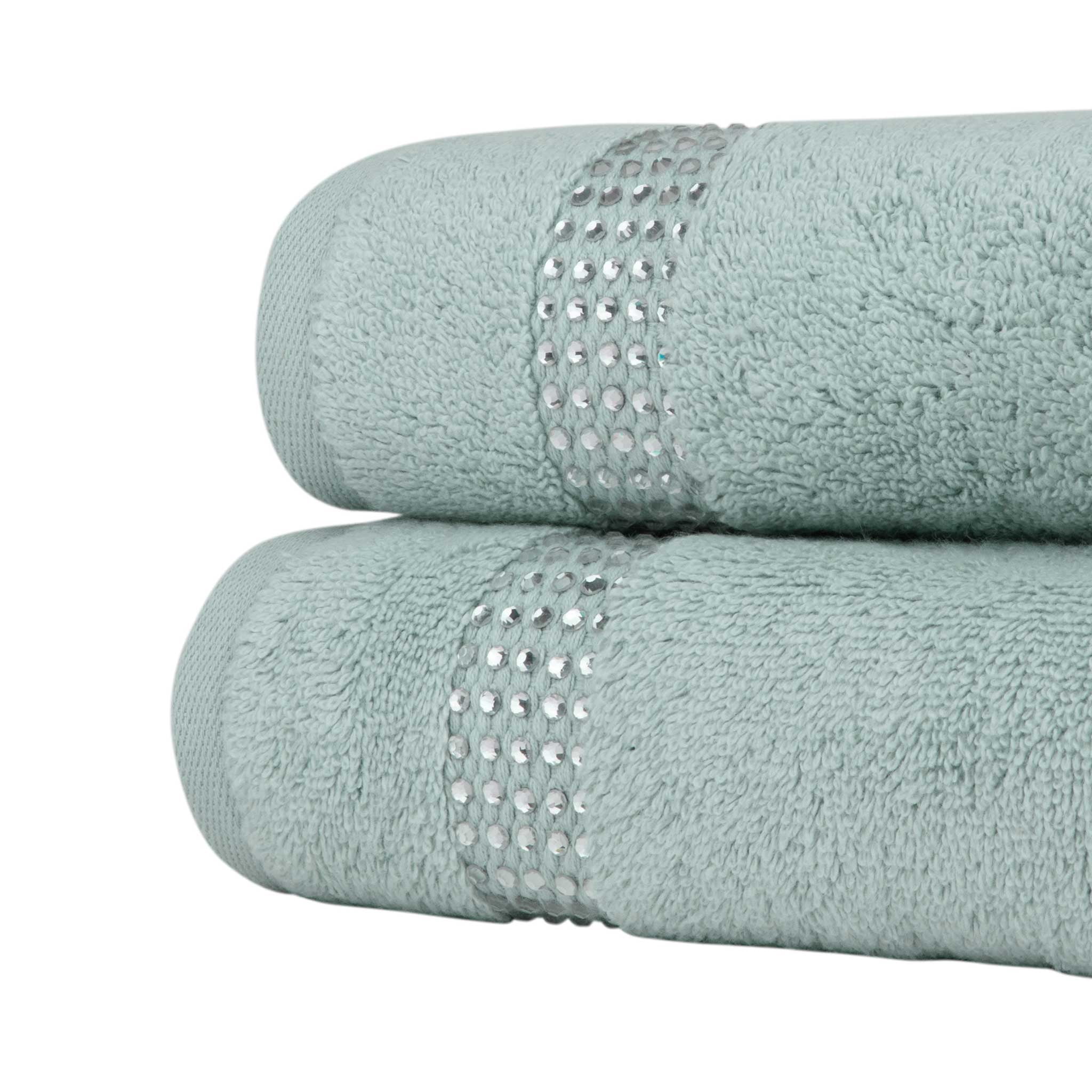 Sparkles Home  Stripe Rhinestone Hand Towel (Set of 2) - Aqua