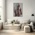 thumbnail image 3 of African American Black Women Wall Art Decor Women's Popular Canvas Painting Black Woman Silver Glitter Textured Canvas Print Posters, 3 of 8