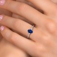 thumbnail image 4 of Gem Stone King 925 Silver and 10K Yellow Gold Blue Created Sapphire and Lab Grown Diamond Engagement Ring for Women | 1.20 Cttw | Oval 7X5MM | Gemstone September Birthstone | Size 6, 4 of 6