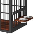 thumbnail image 5 of ModFusion 3-Door Brown Wood Texture Metal Dog Cage - Stackable Design with Corner L-Shape & Rotating Double Feeding Bowl, 5 of 10