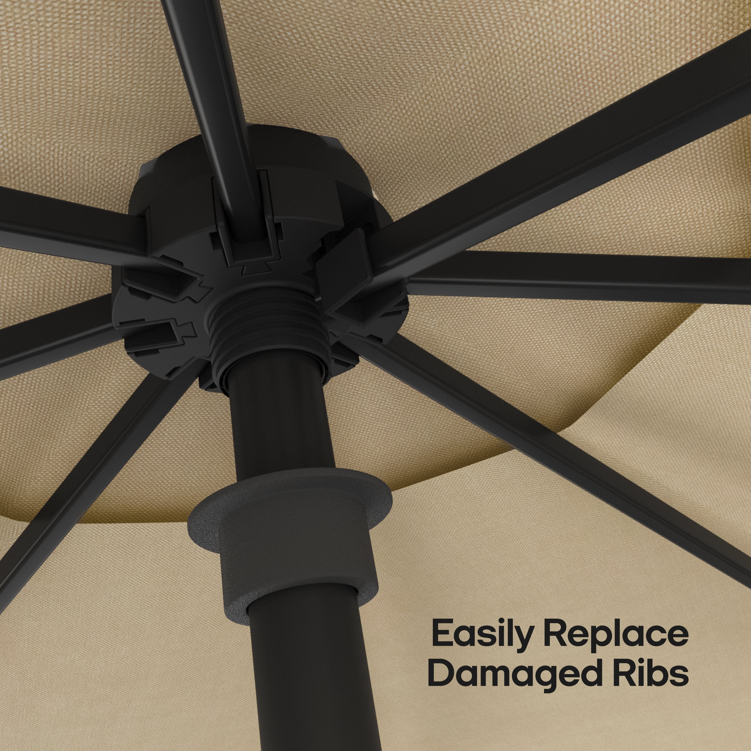 Above OneClick 2 with Rib Replacement Technology 9 Feet Market Patio Outdoor Umbrella, Tan