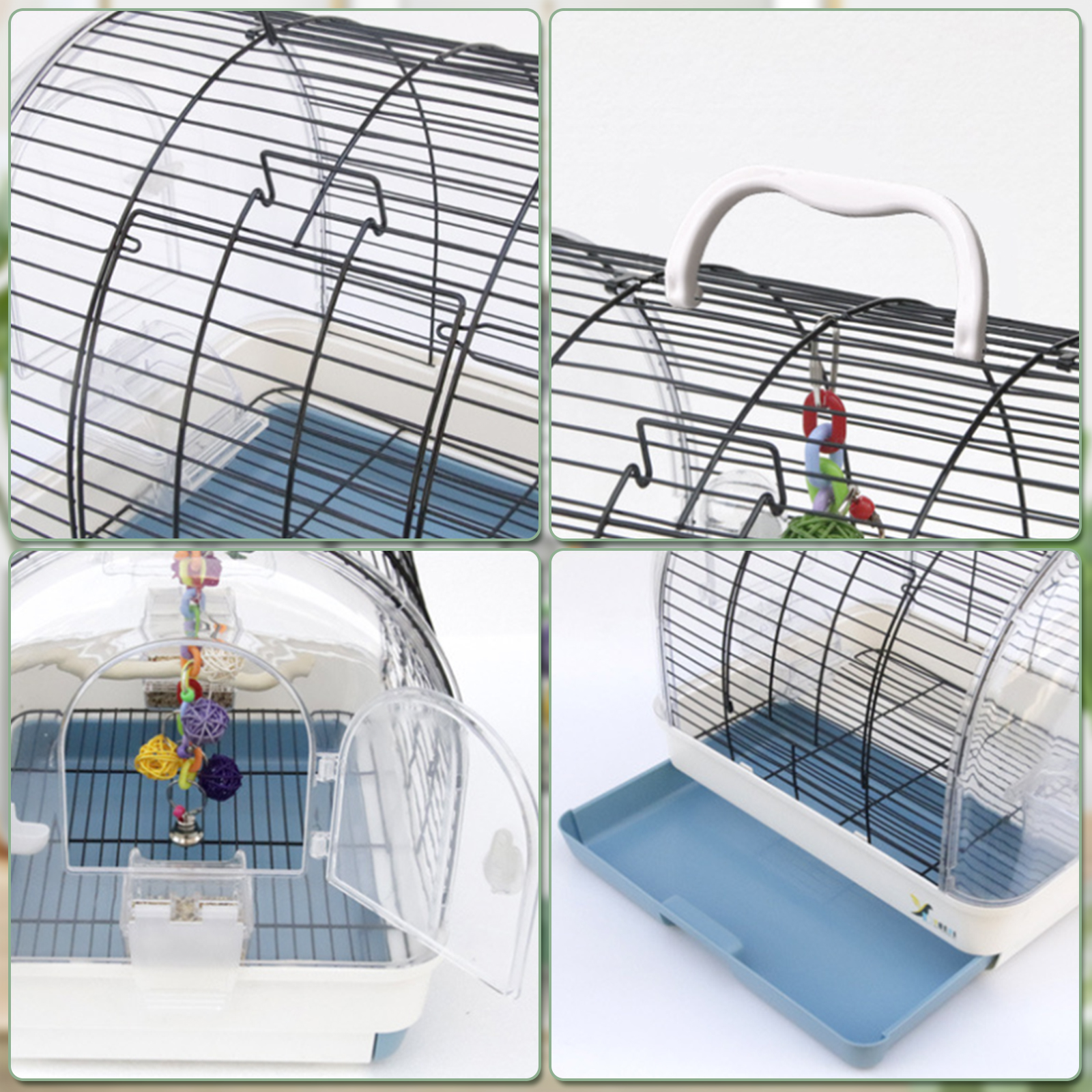 Danolapsi Portable Large Metal Bird Cage Carrier for Small to Medium Birds – 2 Food Bowls, 2 Perches, Removable Tray, Handle – Ideal for Cockatiels, Budgies, Lovebirds, Canarie