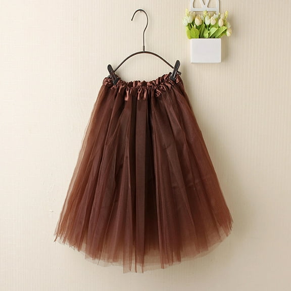 Spazoro Toddler Girls Tutu Ballet Skirts, Summer Breathable Leisure Solid A-Line Skirts for Child Girls Coffee Size Free Size