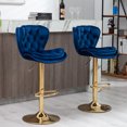 thumbnail image 2 of DeeHome Set of 2 Bar Stools,with Chrome Footrest and Base Swivel Height Adjustable Mechanical Lifting Velvet + Golden Leg Simple Bar Stool-blue, 2 of 6