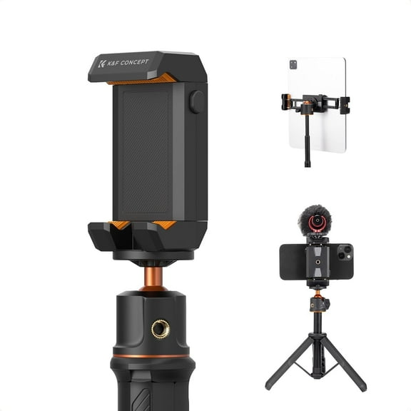 K&F Concept Tablet and Cellphone Tripod Mount Adapter Holder, Adjustable Clamp for Phone15/14/13/12 Pro Max, Pad,Pad Mini 1/2/3/4/5/6,Pad Air,Pad Pro