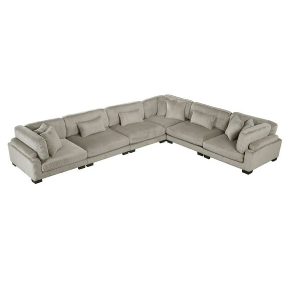 Lexicon Traverse Corduroy 6-Piece Modular Sectional in Taupe
