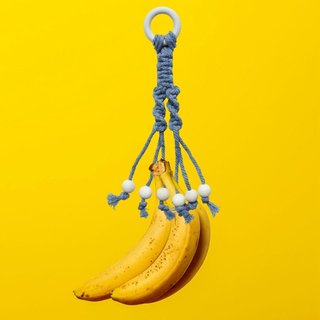 Colgador de plátano decorativo Perfecl tejido de cuerda de algodón gris Gancho