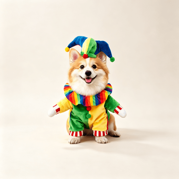 Halloween Funny Pet Costume, Clown Cosplay Outfit, Soft Polyester Dog Cat Dress Up, for Small Medium Dogs Holiday Party Photo Props Gift