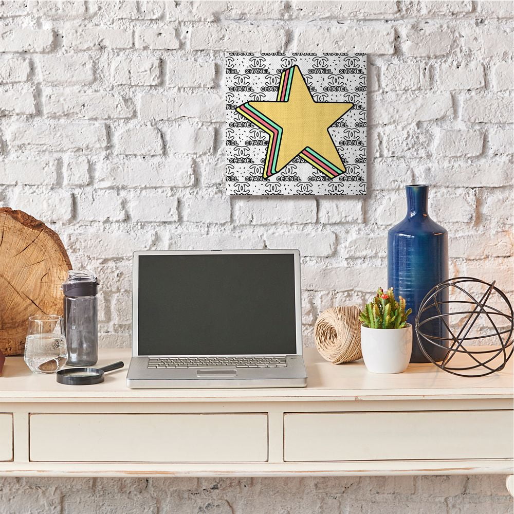 Fashion Star Symbol over Glam Pattern Beauty & Fashion Gallery-Wrapped Canvas Print Wall Art, 17x17