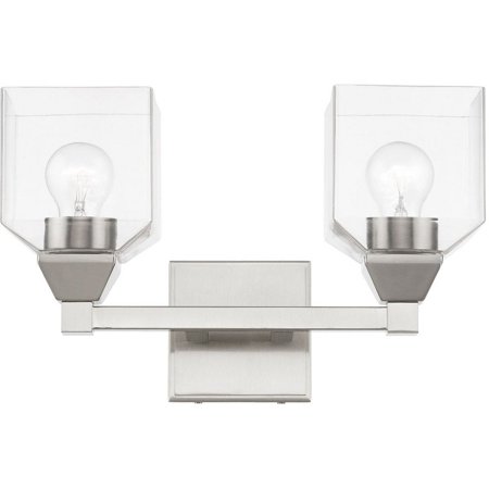 

2 Light Bathroom Light in Architectural Style-9.5 inches Tall and 15 inches Wide-Brushed Nickel Finish Bailey Street Home 218-Bel-4821540