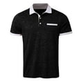 thumbnail image 4 of XDZJLR Polo Shirts For Men Button Open Neck Pocket Casual Loose Comfortable Trendy Sports Lapel Short Sleeved Shirt Blouse Black M, 4 of 6