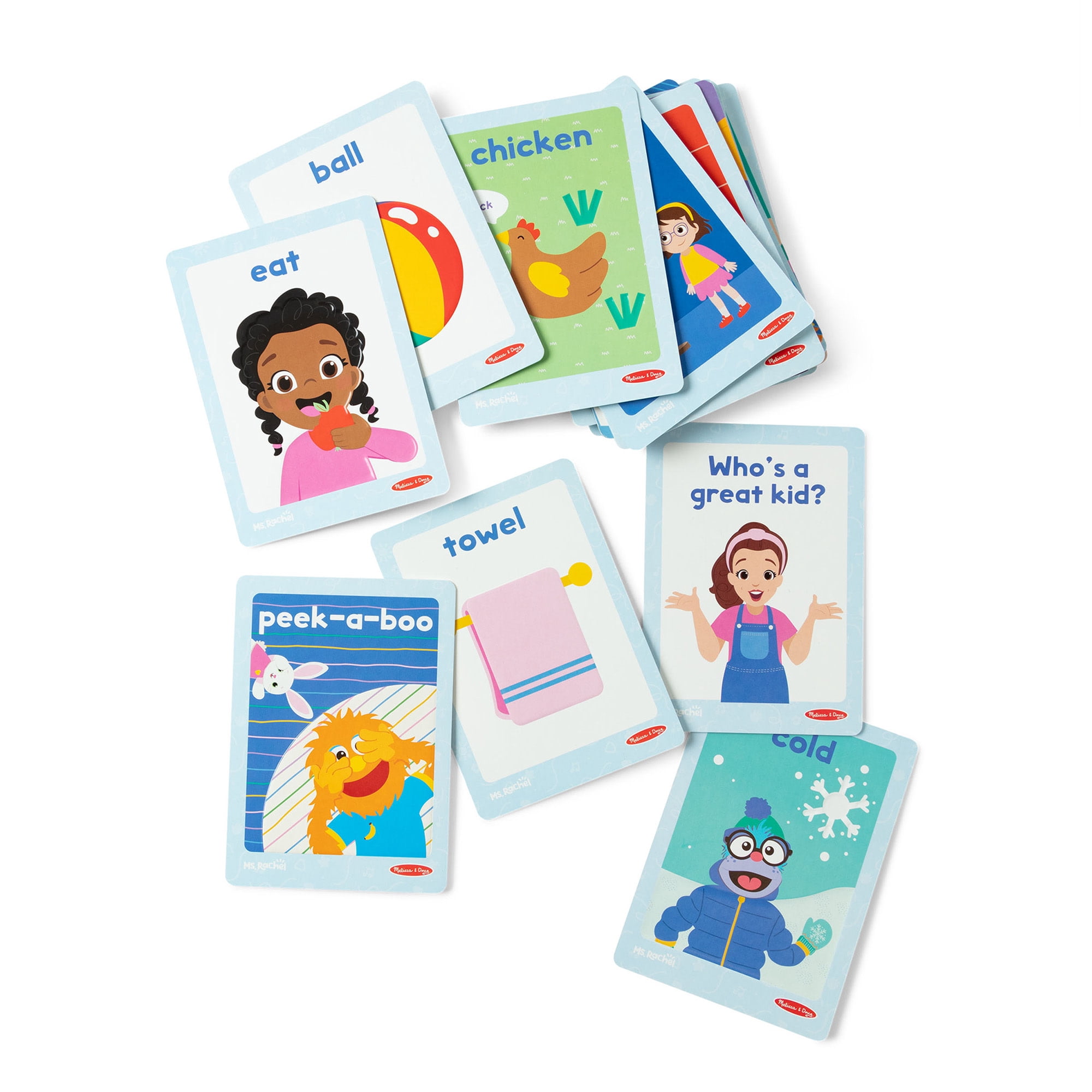 Melissa & Doug® Ms. Rachel™ First Words Textured Sensory Flashcards Preschool Learning Toy for Boys, Girls - FSC Certified