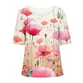 thumbnail image 4 of HaoXianJian Womens Shirt Short Sleeve Crew Neck Shirts Floral Print Top for Women 2025 Loose Fits T Shirt Summer Tee Shirts Going Out Top 3X 4X, 4 of 4