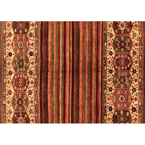 Ahgly Company Indoor Rectangle Abstract Orange Modern Area Rugs, 7' x 9'