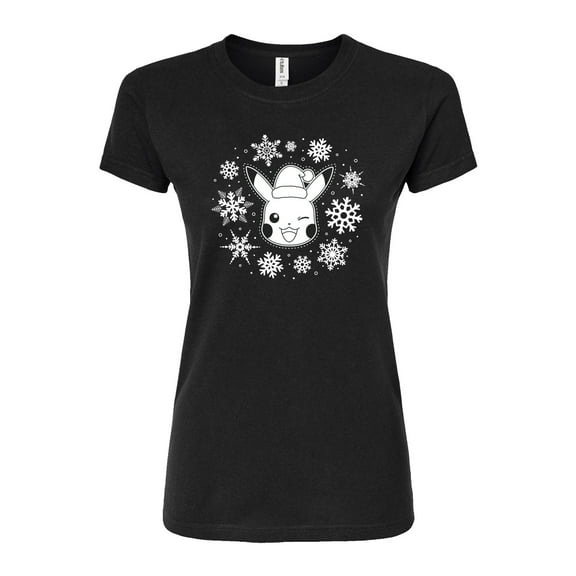 Pokémon - Pikachu Snowflakes - Juniors Fitted Graphic T-Shirt