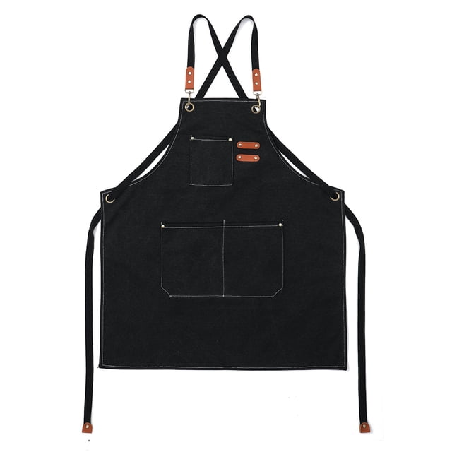 Delantal Schürze für Erwachsene, ärmellose Kochschürze mit Taschen für Zuhause, Restaurant (schwarz)
