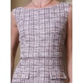 thumbnail image 4 of DARING DIVA Sleeveless Tweed Boat Neck Sheath Dress L Purple Pink, 4 of 6