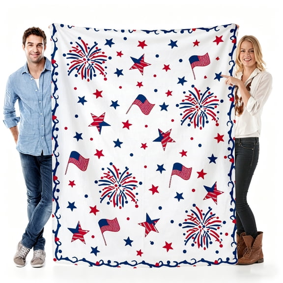 Verve & Co ShopBlanket Gift for Patriotic Americans,Soft Throw Blanket Fleece for Independence Day,USA - themed Celebrations,Patriotic Design