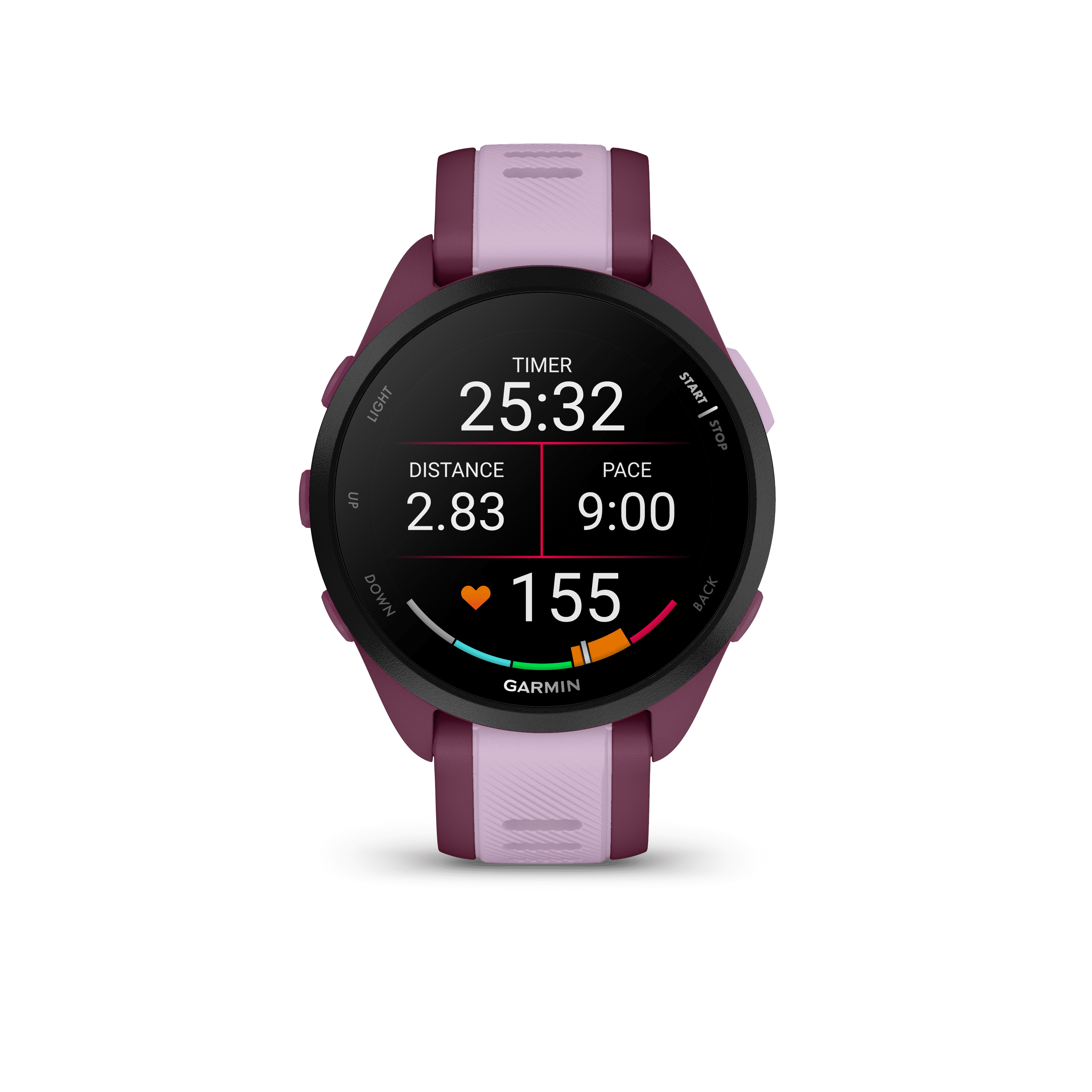 Garmin Forerunner 165 Music GPS Running Smartwatch, Berry and Lilac Bundle