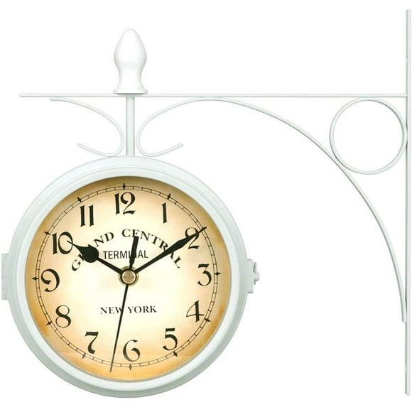 Retro Double Sided Wall Clock Outdoor Garden Clock with Antique Iron Casing Design Waterproof for Indoor and Outdoor Home Garden and Mans Birthday Gift