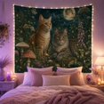 thumbnail image 2 of Cats Night Forest with Two as Figures, Playful Illustration for Cat Lovers, Cat Wall Art, Valentine'S Day Gift, Tapestry Wall Hanging for Bedroom, Living Room and Dorm, 2 of 7